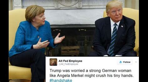 Awkward Photo Op Trump Snubs Angela Merkels Request For Handshake