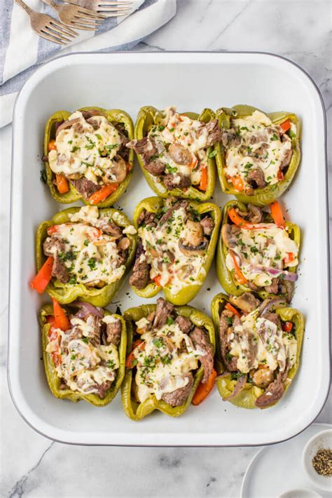 Season with onion powder, garlic powder, soy sauce, paprika, red pepper flakes, and cayenne if you'd like along with salt and pepper. The Best Philly Not-So Cheesesteak Stuffed Peppers ...