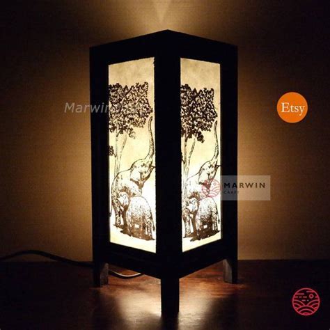 Brown asian oriental bedside bedroom accent unusual table light. Asian Oriental Thai Elephant Japanese Lamp Zen Bedside ...