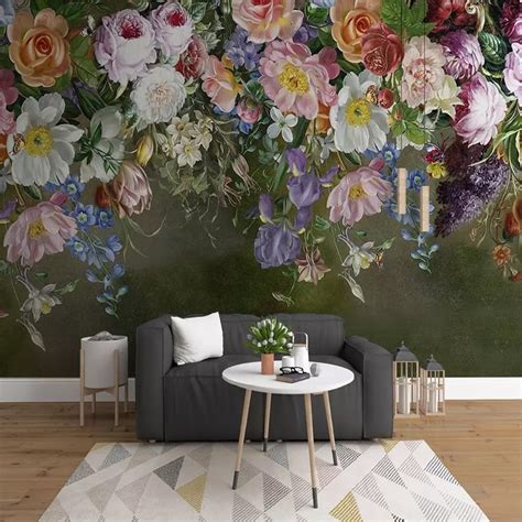 Custom Size European Style Retro Floral Wallpaper Mural Bvm Home
