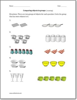 Comparing objects in groups (counting) Worksheet