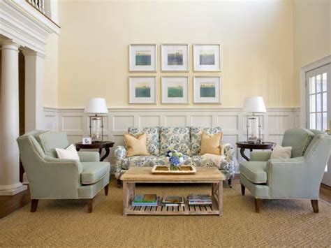 Traditional Living Room With Pastel Blue And Yellow Furnishings Hgtv