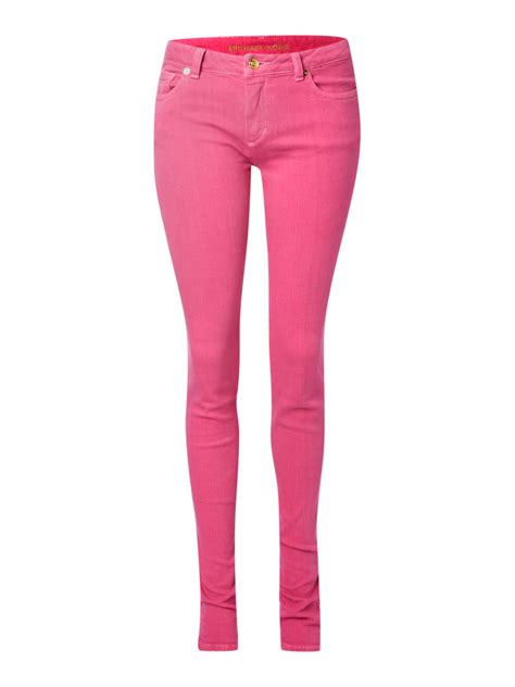 Michael By Michael Kors Mid Rise Skinny Jean In Pink Lyst