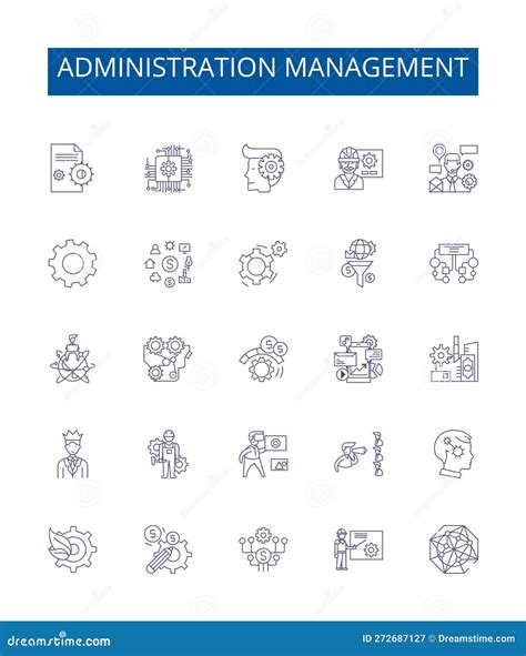 Administration Management Line Icons Signs Set Design Collection Of