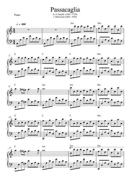 Passacaglia Handel Halvorsen Piano By G F Handel J Halvorsen