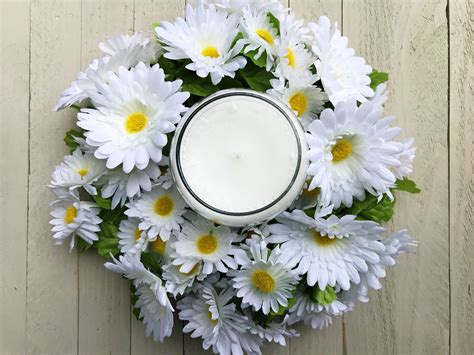daisy candle ring wreath candle wreath candle ring tabletop etsy candle wreaths wreaths