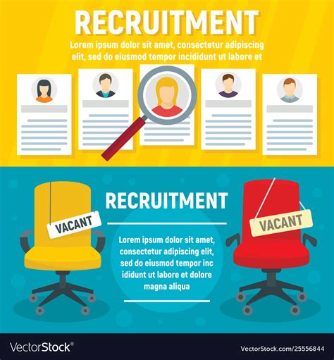 Recruitment Banner Set Flat Style Royalty Free Vector Image