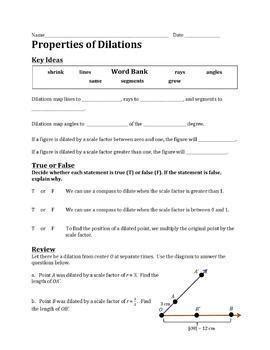 A worksheet to practice the interrogative pronouns with 5 different types of exercises. Dilations Worksheet Answer Key