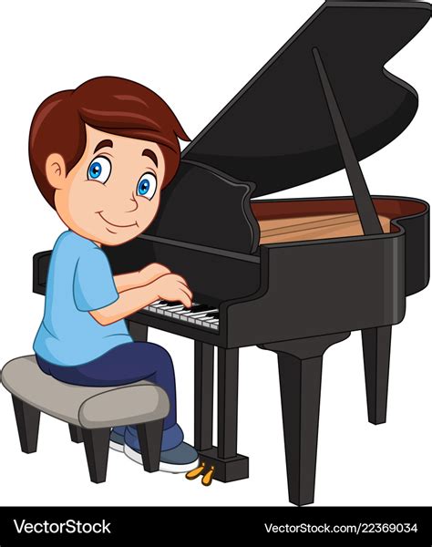Cartoon Little Boy Playing Piano Royalty Free Vector Image