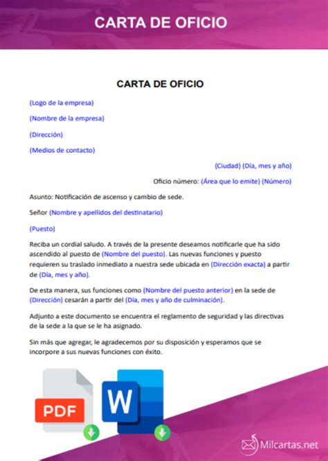 Formato De Carta De Oficio Para Descargar Word Gratis