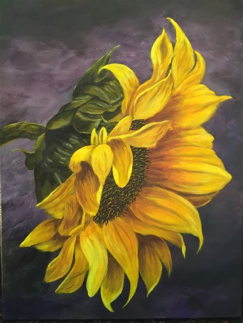 Acrylic Painting Flowersunflower Acrylic Paintingflower Etsy