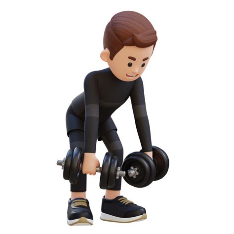 3d Sportsman Character Performing Dumbbell Bent Over Reverse Fly 24999814 Png