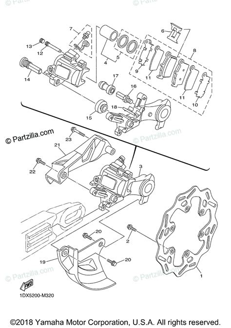 Yamaha Motorcycle Oem Parts Diagram For Rear Brake Caliper