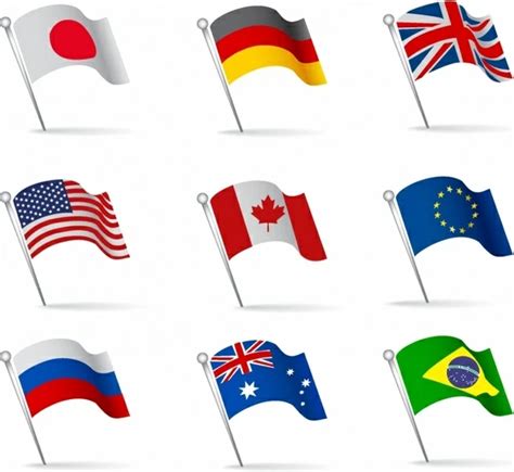 World Flags Waving Vectors Graphic Art Designs In Editable Ai Eps
