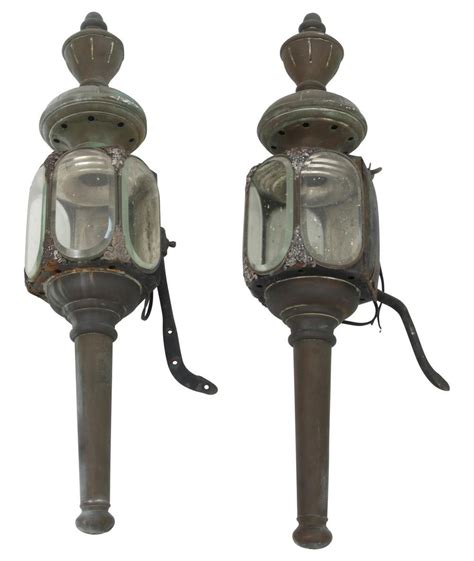 Lot Pair Of Brass Carriage Lamps