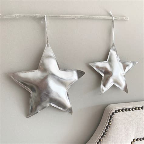 Silver Fabric Star Hanging Decoration 17cm 33625 Christmas