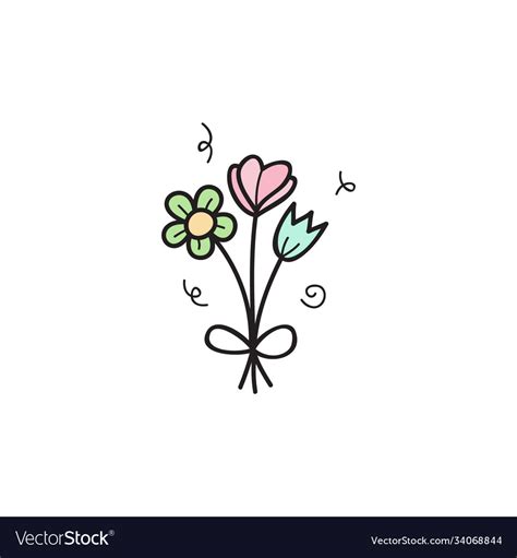 Simple Flower Bouquet Hand Drawn Icon Royalty Free Vector