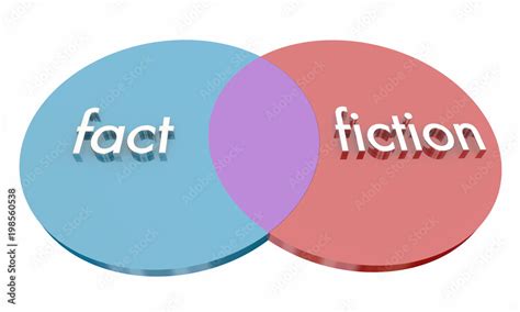 Fact Vs Fiction 2 Circles Venn Diagram Lies Truth 3d Illustration Stock