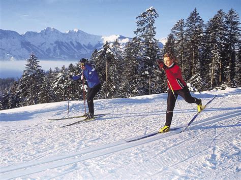 Cross Country Skiing Slope Predigstuhl Bad Goisern At Lake Hallstatt