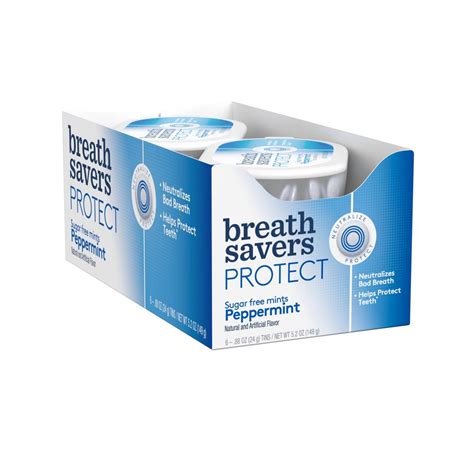 Breath Savers Protect Peppermint Mints 088 Oz 6 Count