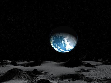 Wallpaper Digital Art Night Planet Reflection Sky Earth Moon