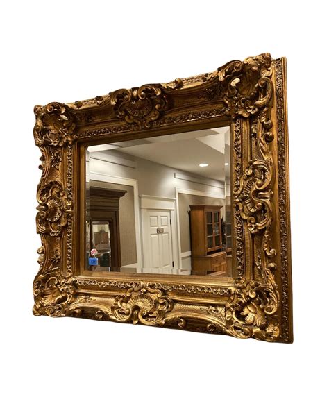 Lot Ornate Gold Framed Beveled Plate Glass Mirror 36 1 2” X 37 1 2”