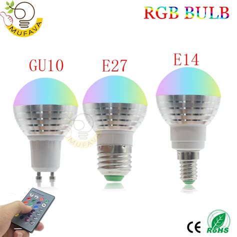 E27 Rgb Bulb E14 Gu10 Led Lamp Ac110v 220v 5w Led Rgb Spotlight