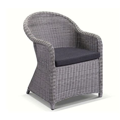 Plantation Full Round Wicker Dining Chair In Brushed Grey Buy Outdoor
