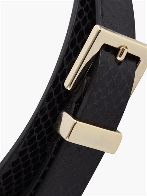 Reiss Blossom Snake Print Leather Belt Black