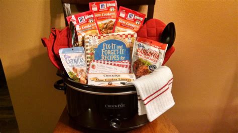 Slow cookers are countertop appliances that cook food over low heat for a long period of time. Fun idea for a gift basket idea using a crockpot for a ...