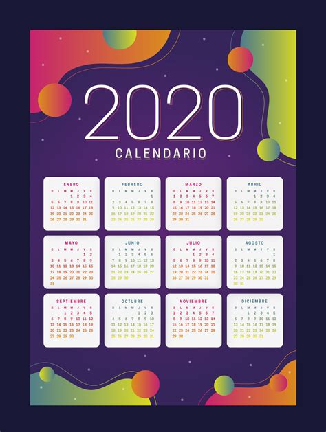 Cambiable Llenar Destello Calendario Español 2020 Señor Útil Invernadero