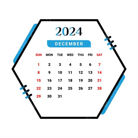 2024 December Month Calendar With Skyblue And Black Geometric Style