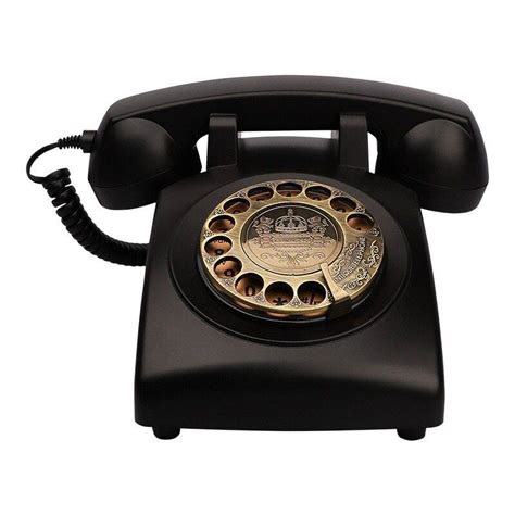 Black Telephonecorded Classic Rotary Dial Home Office Telephones