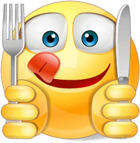 A Smiley Face Holding A Fork And Knife