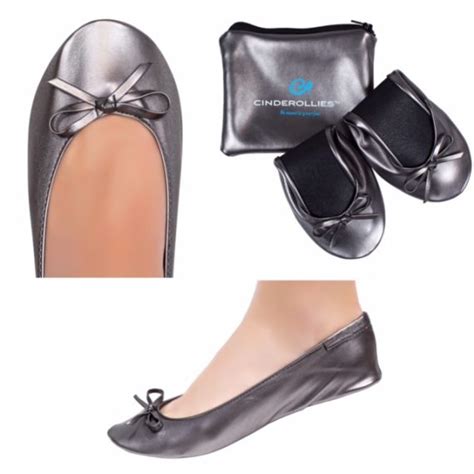 Silver Foldable Ballet Flats For Wedding Cinderollies
