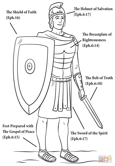 This printable coloring page based on ephesians 6 10 17 can help kids understand that the lord provides the armor and weapons we need to be victorious in our christian lives. Armour of God coloring page | Free Printable Coloring Pages