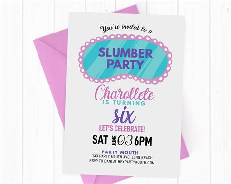 Create custom invitations with shutterfly. Personalized Eye Mask Slumber Party Invite - Birthday Sleepover Invitation | Sleepover ...