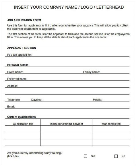 Blank Job Application 8 Free Word Pdf Documents Download Free