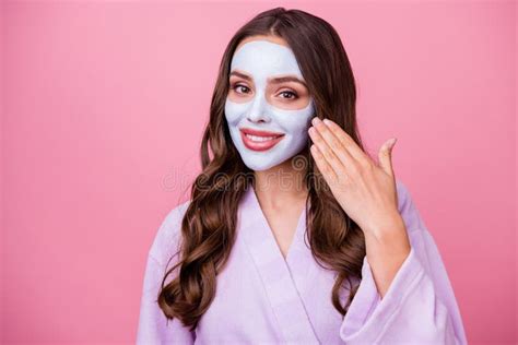 Photo Portrait Of Beautiful Girl Doing Facial Spa Procedures Applying