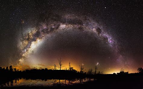Download Starry Sky Star Water Reflection Night Sci Fi Milky Way 4k