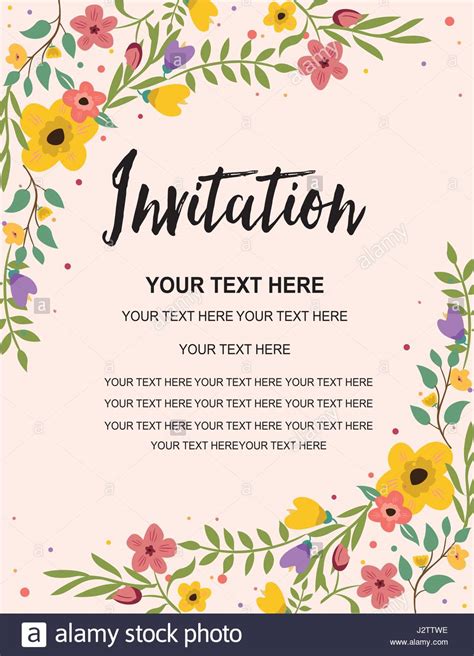 A smaller size, 5.25 x 5.25, is often used for more modern designs. Anniversary Party Invitation Card Template. Colorful Floral Stock Vector Art & Illustration ...