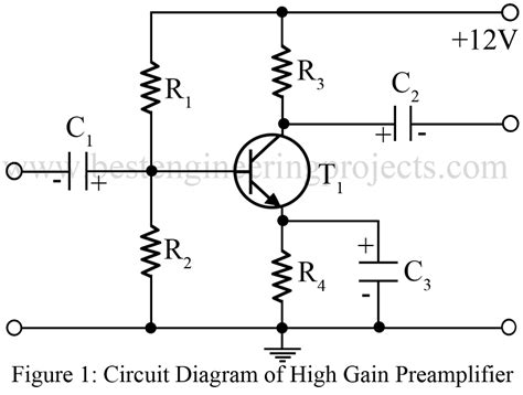 High Gain Preamplifier Circuit Using Single Transistor