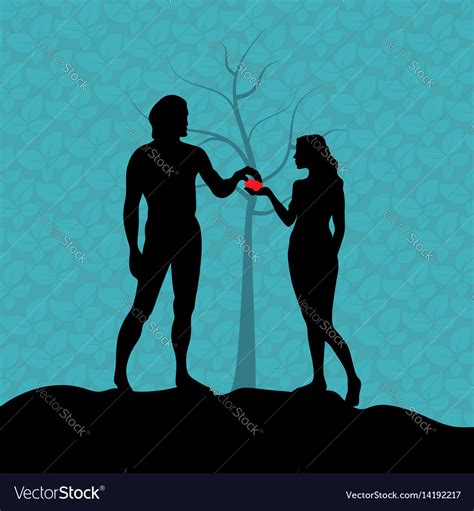 Adam And Eve In The Garden Of Eden Royalty Free Vector Image