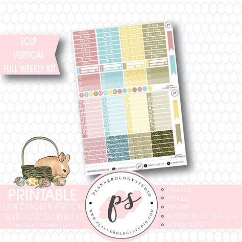 Glam Easter Full Weekly Kit Printable Planner Stickers For Use With S