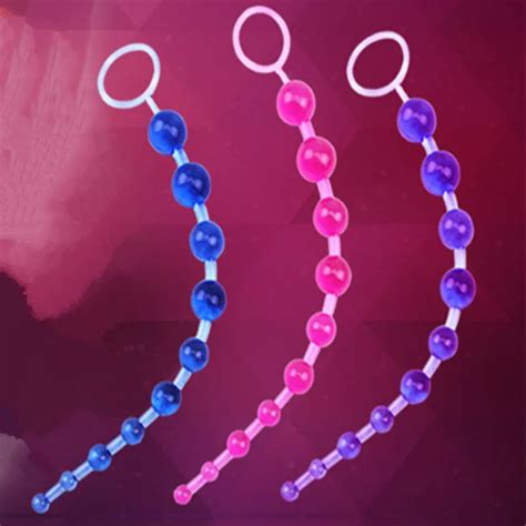 crystal ball butt plug long soft rubber anal beads orgasm vagina clit pull ring toys adults