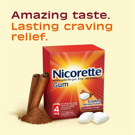 Nicorette Nicotine Gum Stop Smoking Aids 4 Mg Cinnamon Surge 20 Count