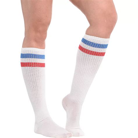 Red White And Blue Stripe Athletic Knee High Socks 19in Party City