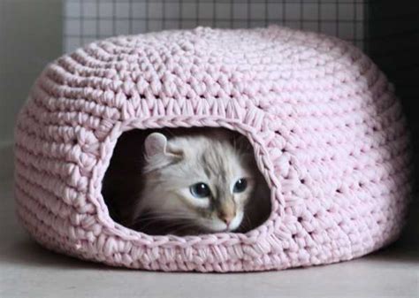 This one is made from cotton threads. Crochet Cat Cave Lots Of Ideas That You Will Love | The WHOot