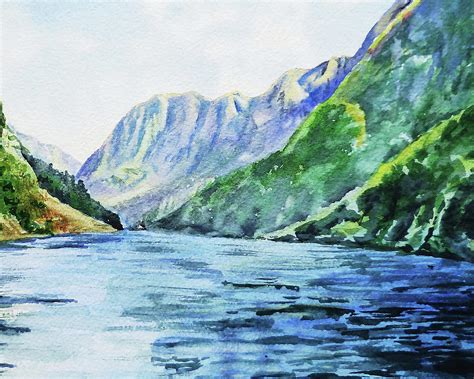 Mountains And Lake Watercolor Painting By Irina Sztukowski Pixels
