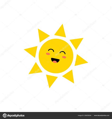 Sol ícone Vetorial Sol Amarelo Bonito Com Rosto Feliz Emoji